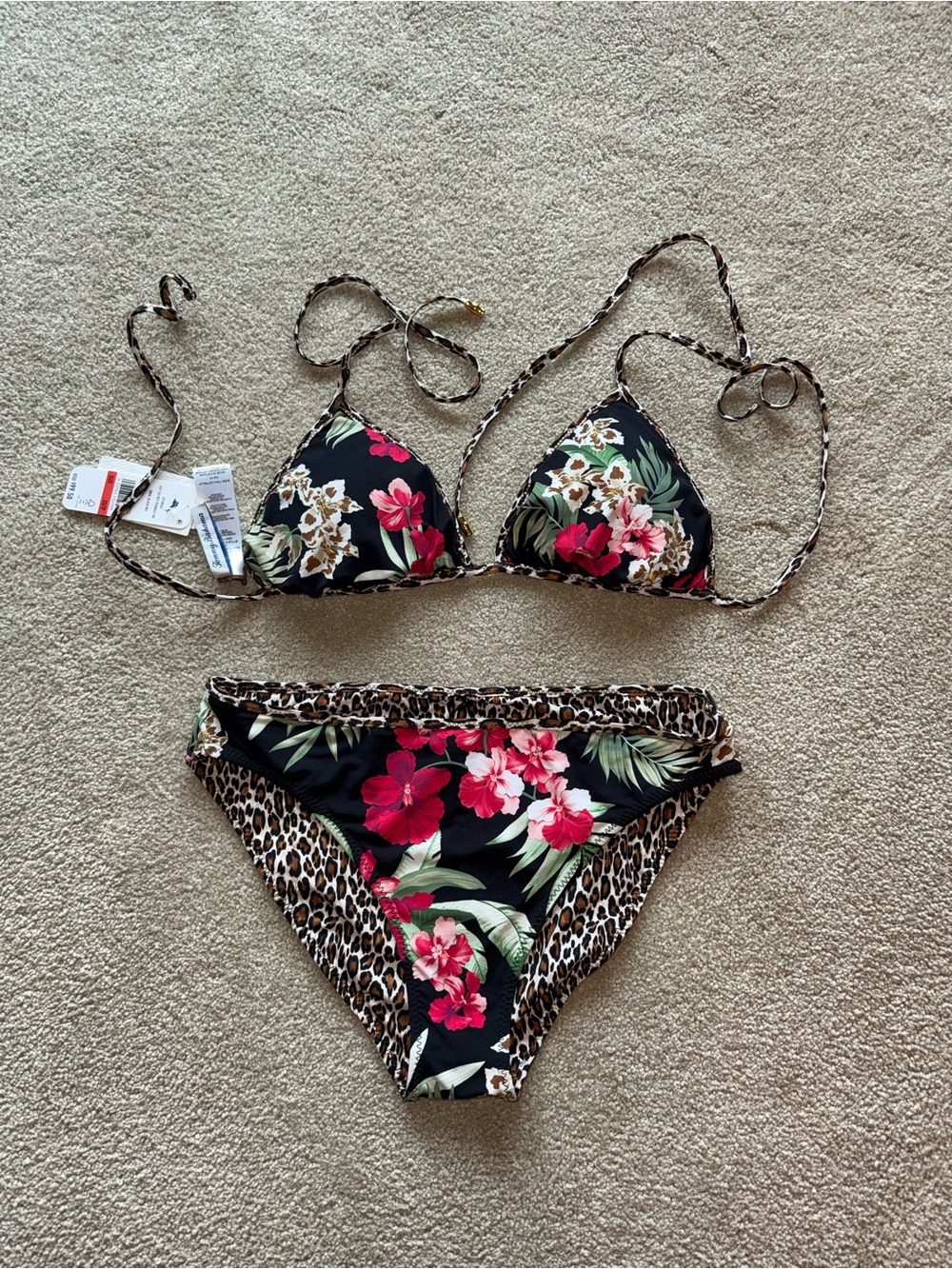 Reversible Tommy Bahama Black Floral & Leopard Print Bikini